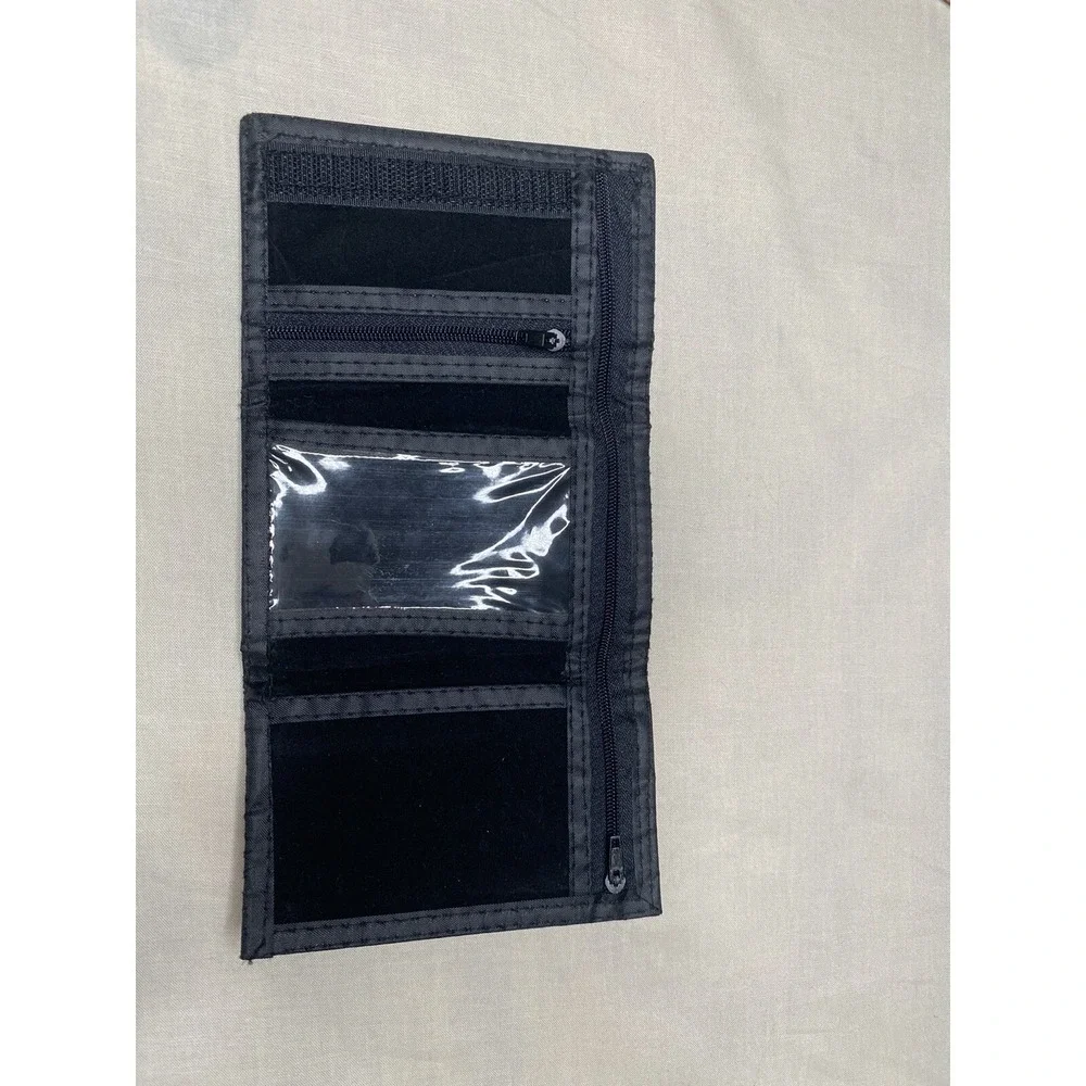 Y2K Nike Black Velvet Trifold Wallet Red Check Minimalist Athletic Streetwear